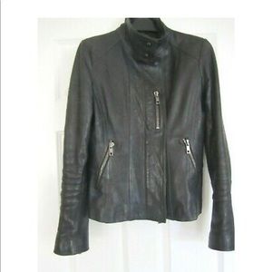Leather jacket in dark navy/black